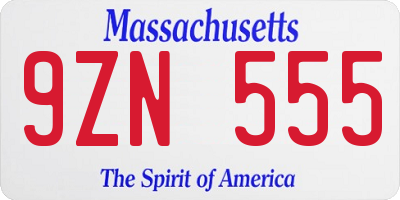 MA license plate 9ZN555