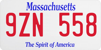 MA license plate 9ZN558