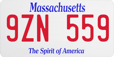 MA license plate 9ZN559