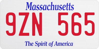 MA license plate 9ZN565