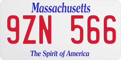 MA license plate 9ZN566