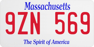 MA license plate 9ZN569