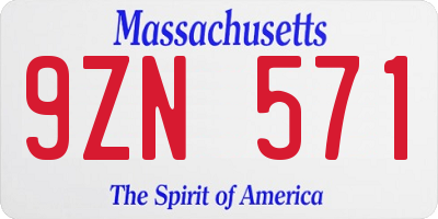 MA license plate 9ZN571