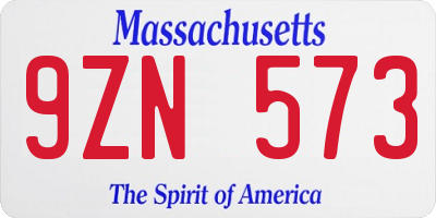 MA license plate 9ZN573