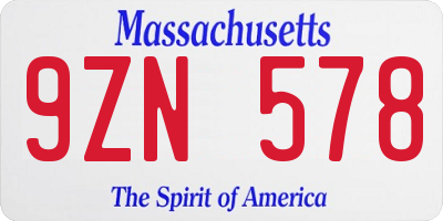 MA license plate 9ZN578