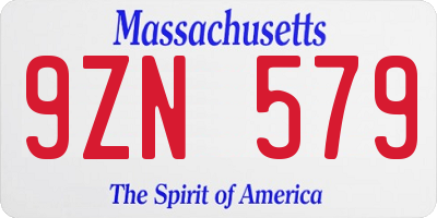 MA license plate 9ZN579