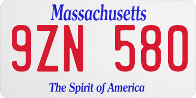 MA license plate 9ZN580