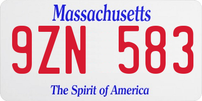 MA license plate 9ZN583