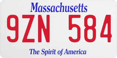 MA license plate 9ZN584