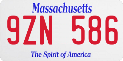 MA license plate 9ZN586