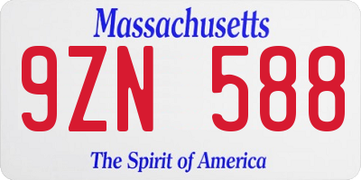 MA license plate 9ZN588