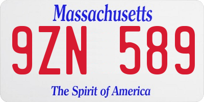 MA license plate 9ZN589