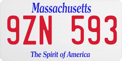 MA license plate 9ZN593