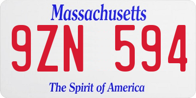 MA license plate 9ZN594