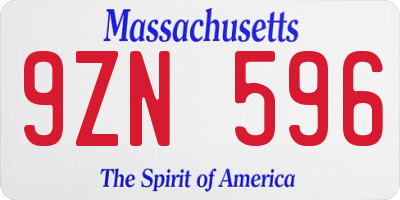 MA license plate 9ZN596