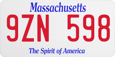 MA license plate 9ZN598