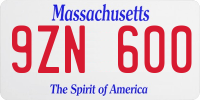 MA license plate 9ZN600