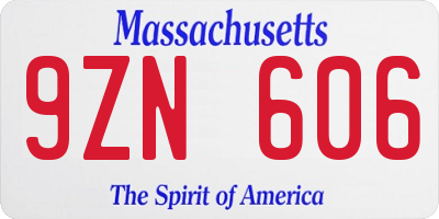 MA license plate 9ZN606