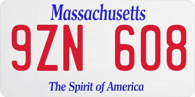 MA license plate 9ZN608