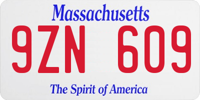 MA license plate 9ZN609