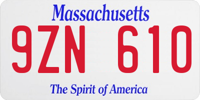 MA license plate 9ZN610