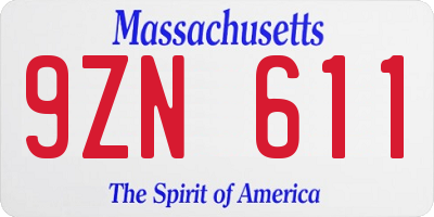 MA license plate 9ZN611