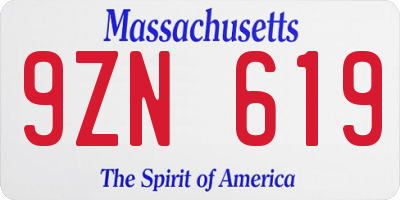 MA license plate 9ZN619