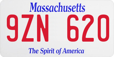 MA license plate 9ZN620