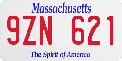MA license plate 9ZN621