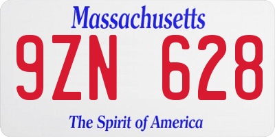 MA license plate 9ZN628