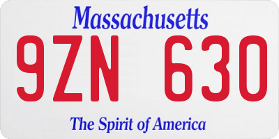 MA license plate 9ZN630