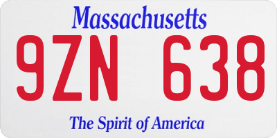 MA license plate 9ZN638