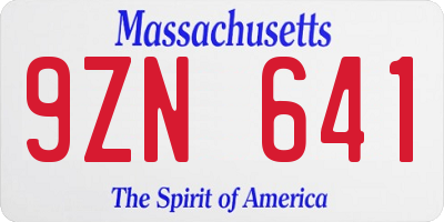 MA license plate 9ZN641