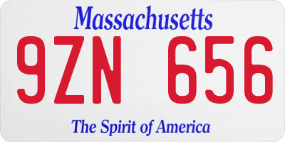 MA license plate 9ZN656