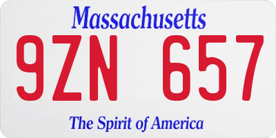 MA license plate 9ZN657