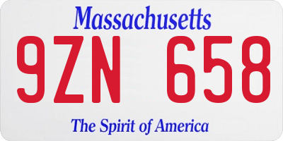 MA license plate 9ZN658