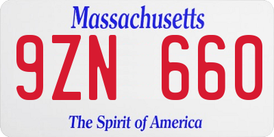 MA license plate 9ZN660
