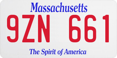 MA license plate 9ZN661