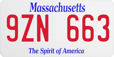 MA license plate 9ZN663
