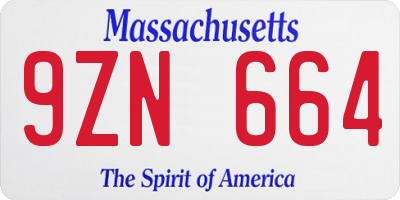 MA license plate 9ZN664