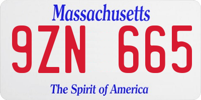 MA license plate 9ZN665