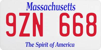MA license plate 9ZN668