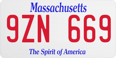 MA license plate 9ZN669