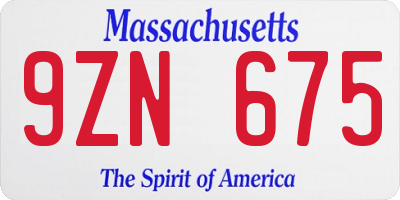 MA license plate 9ZN675