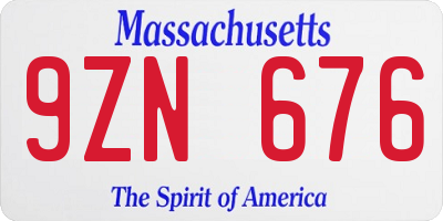 MA license plate 9ZN676