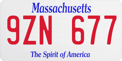 MA license plate 9ZN677
