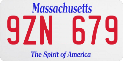 MA license plate 9ZN679