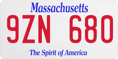 MA license plate 9ZN680