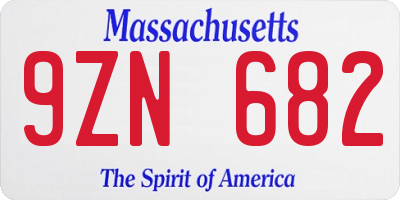 MA license plate 9ZN682