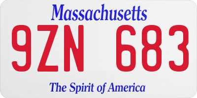 MA license plate 9ZN683